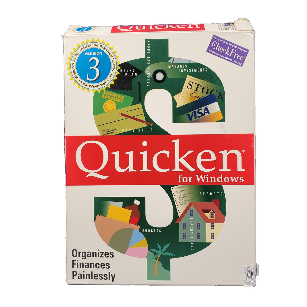 Quicken IBM Windows Computer Finance Software 1993 Version 3 with Floppy Disks