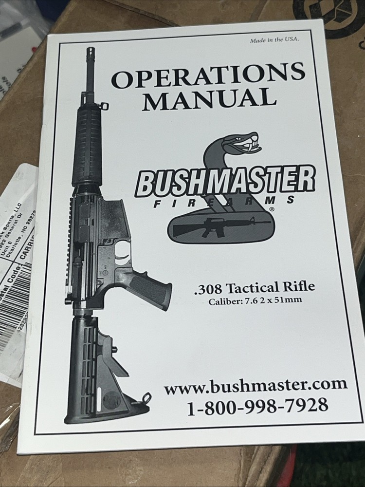 Bushmaster 308 Tactical Rifle Operations Manual
