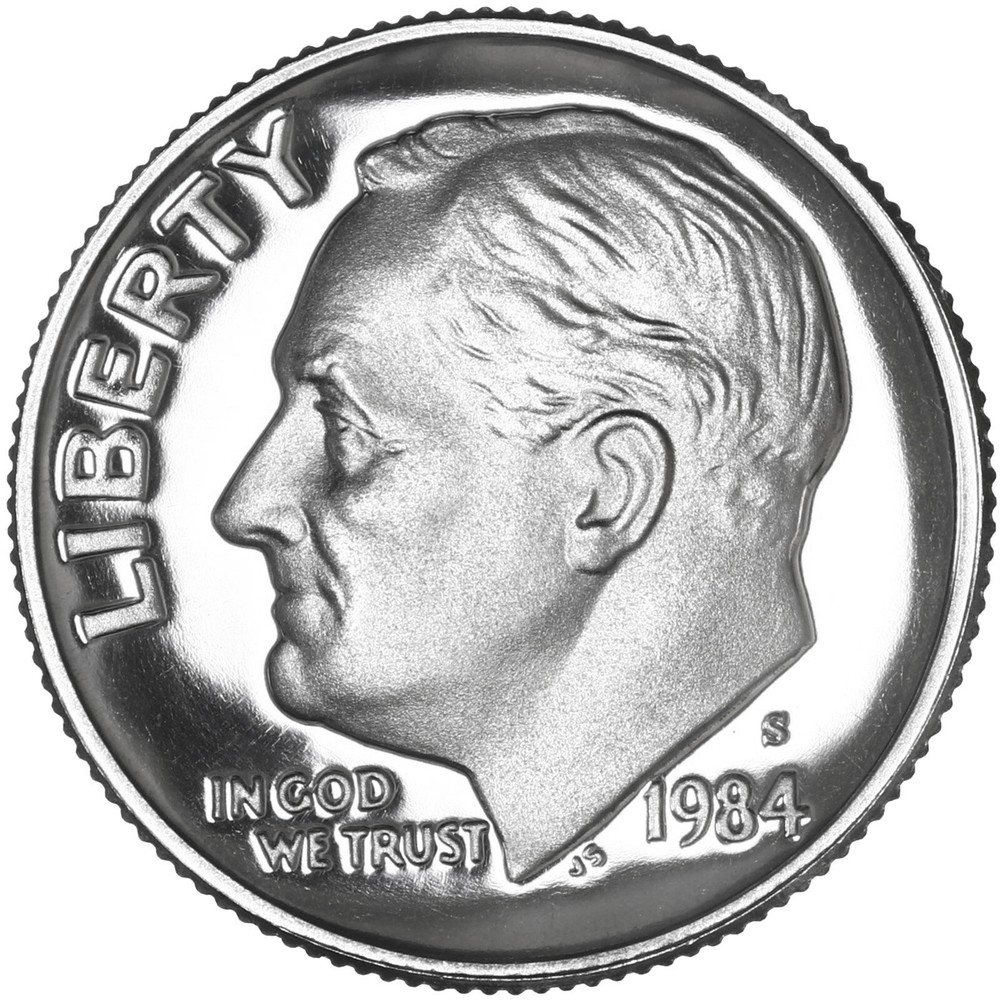 1984 S Roosevelt Dime Gem DCam Proof CN-Clad