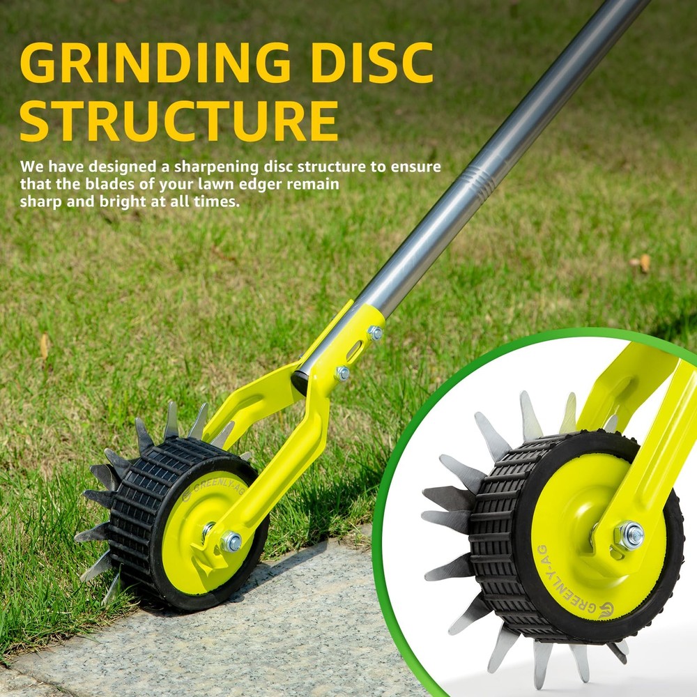 58-Inch Manual Edger Lawn Tool, Wheel Rotary Edger with Adjustable 4-Section ...