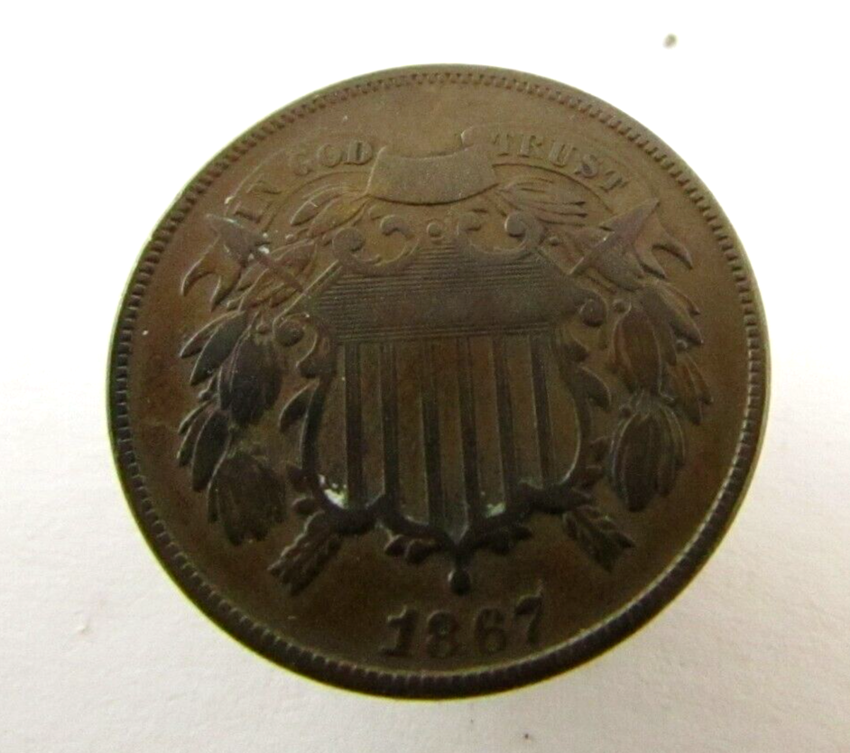 1867 2 CENT PIECE NICE DETAIL