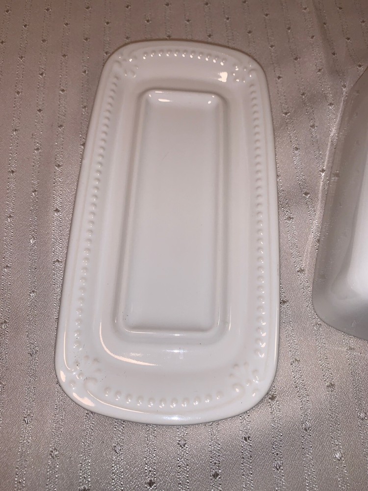 White Butter Dish Phaltzgraff Country Design Stoneware Solid