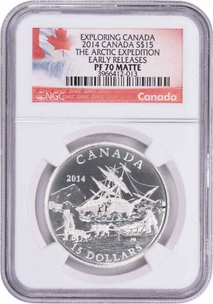 2014 Canada $15 Silver Arctic Expedition PF70 Matte Early Release NGC