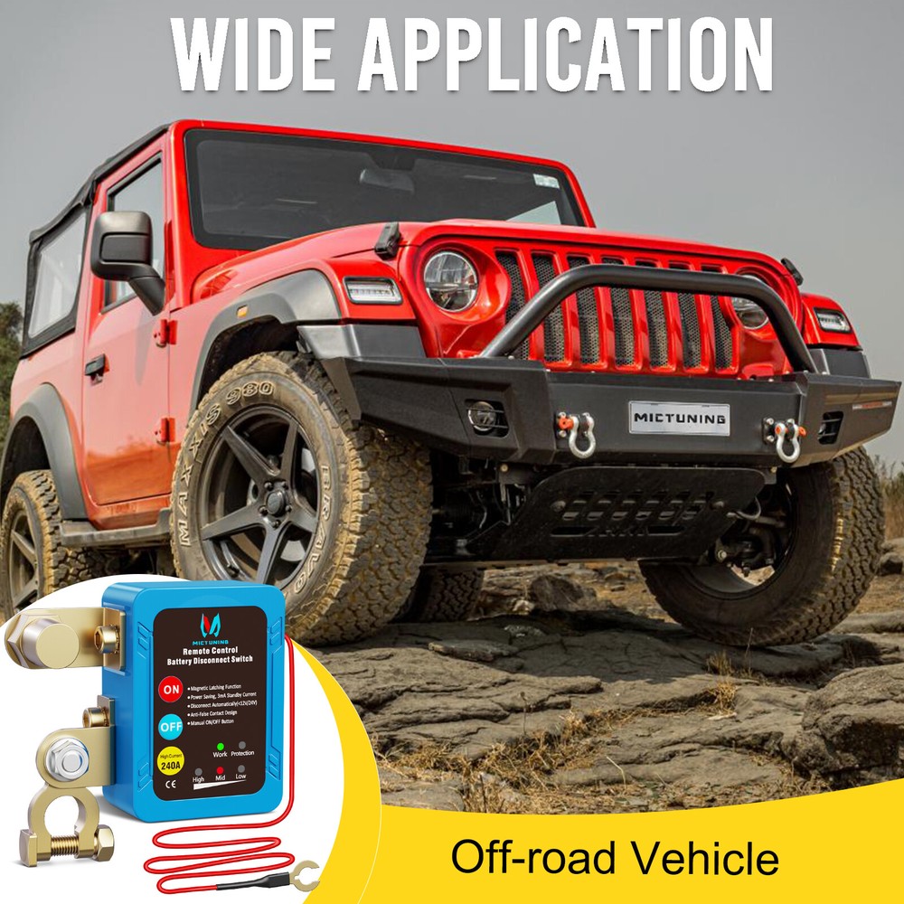 MICTUNING Remote Battery Disconnect Kill Switch Automatic 12V 240A LED Indicator