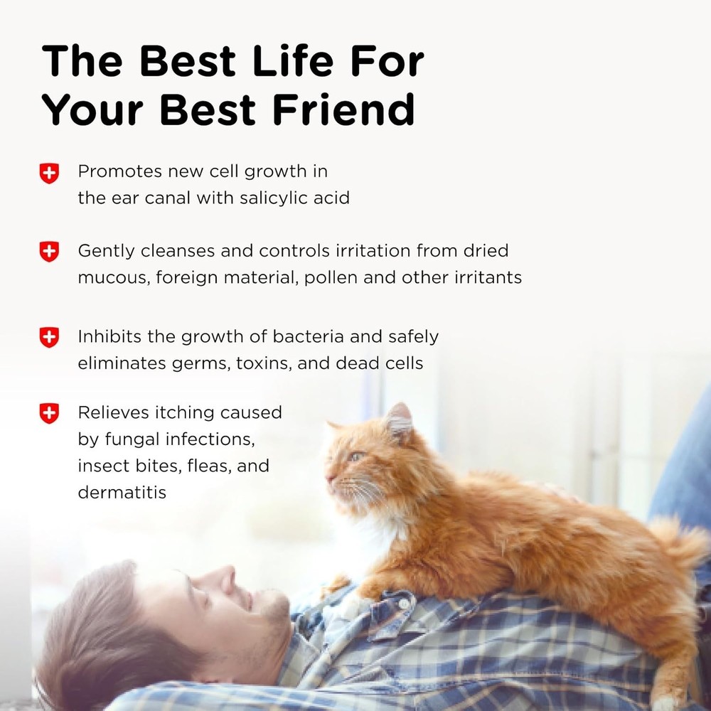 Effective Cat Ear Cleaner - 4oz Gentle Solution for Itchy Ears & Deodorizing