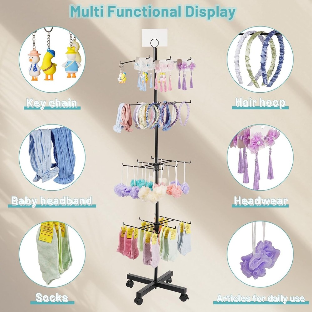 Retail Display Stand Rotating 4 Tier Spinning Black