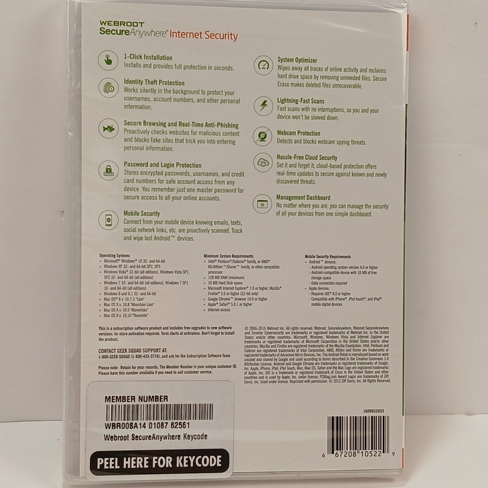 Webroot Secure Anywhere Internet Security 3 Devices PC MAC Mobile New Sealed