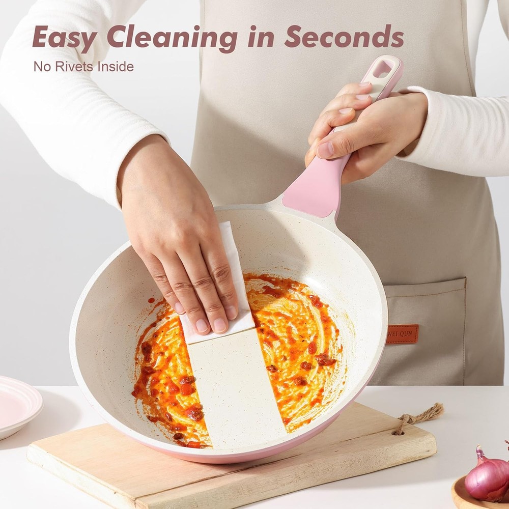 Pink Non Toxic Ceramic Frying Pan 9.5"