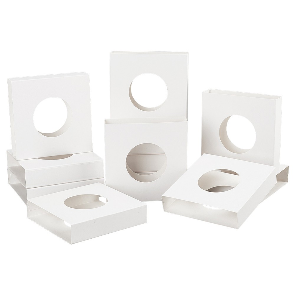 30pcs Square Cardboard Gift boxes with Hollow Window White Round Pattern Hollow