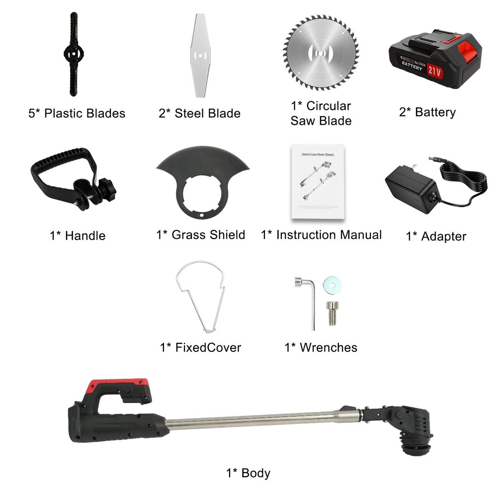 Wireless Cordless Grass String Trimmer Lawn Edger Weed Wacker Cutter + 2 Battery