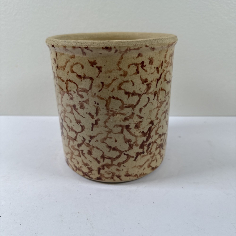 Brown SpongeWare Pottery Jar