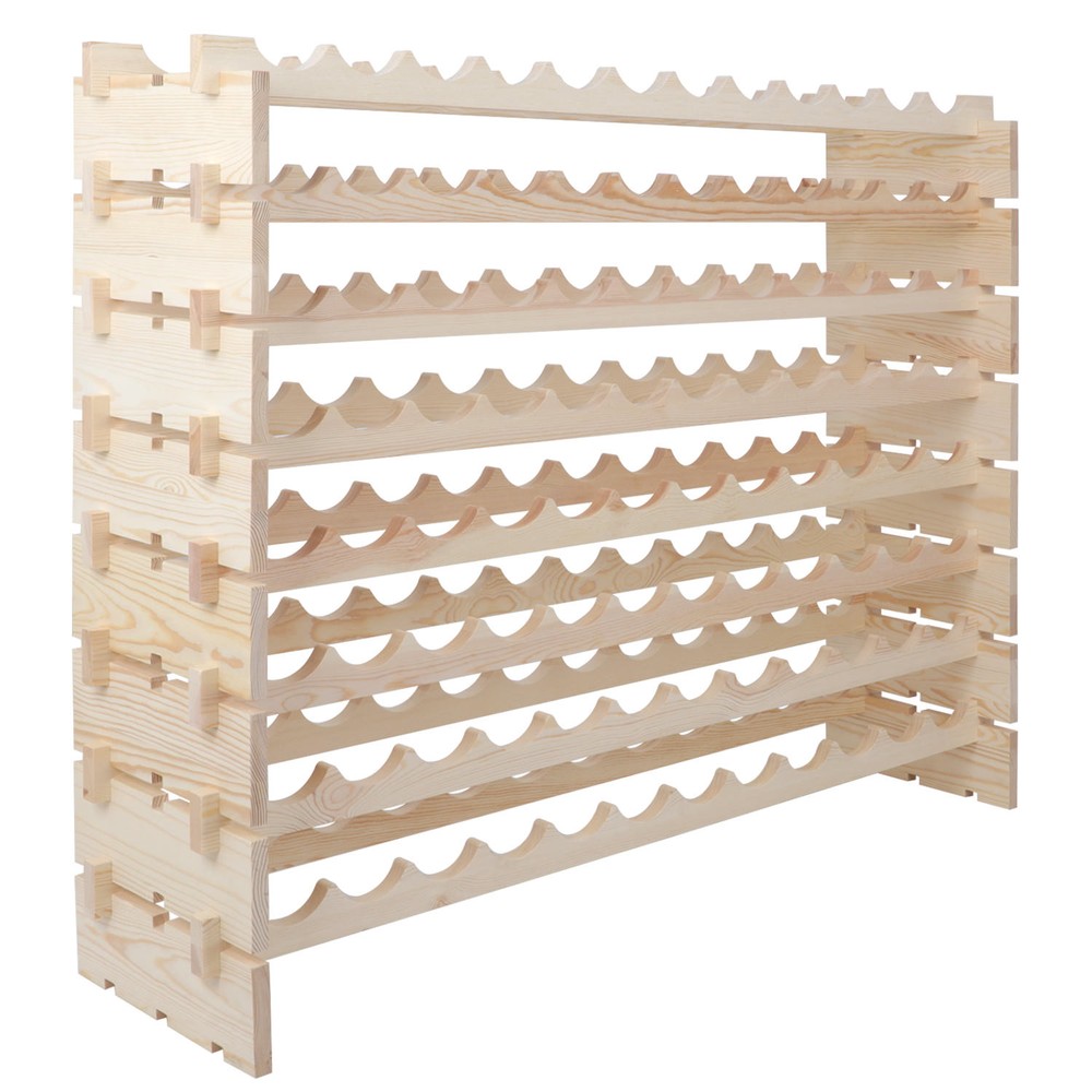 8 Tier Solid Wood Display Shelves 96 Bottles Holder Wine Rack Stackable Storage