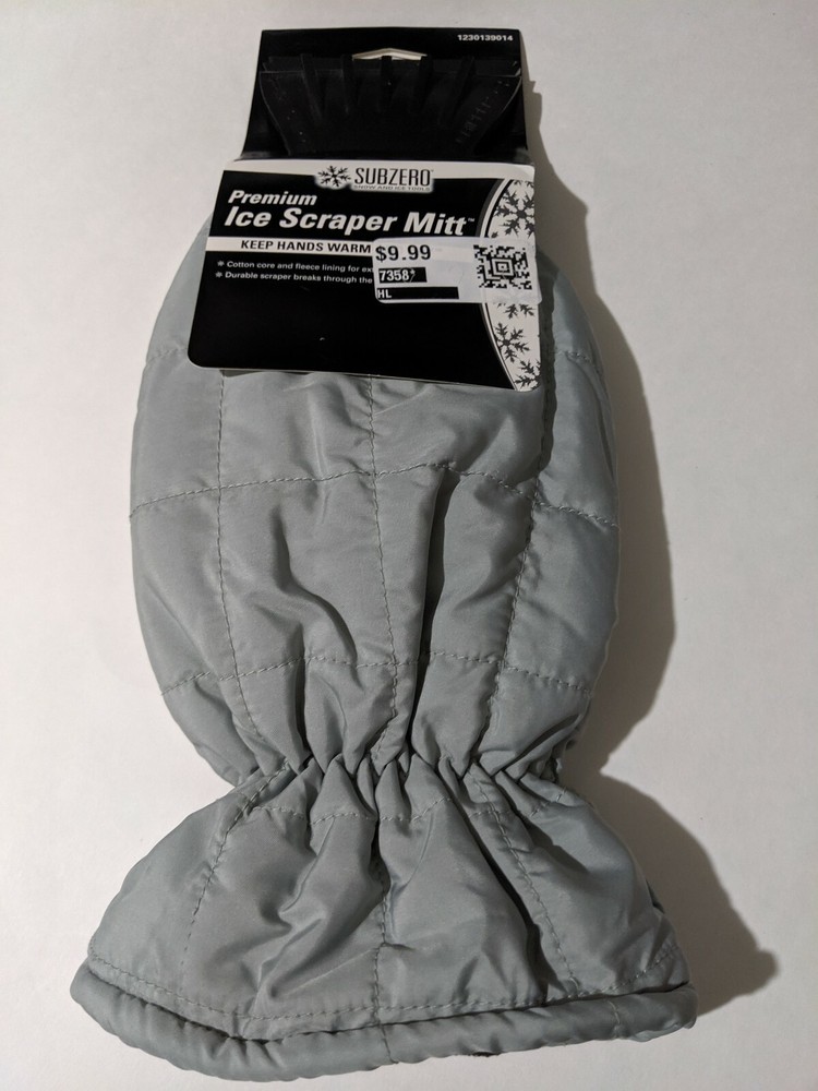 Subzero Gray Premium Winter Ice Scraper Mitt NEW