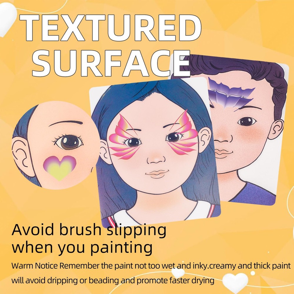 2 PCS Face Painting Practice Board 4 Patterns Reusable Makeup Template A4
