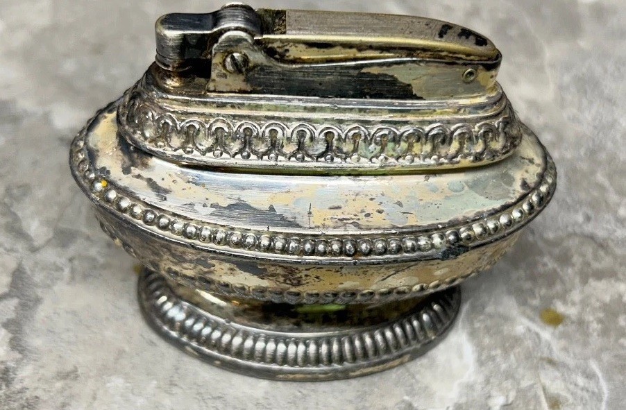 Queen Anne Ronson Table Lighter 1940s Silver Plated Needs Work 2” Tall