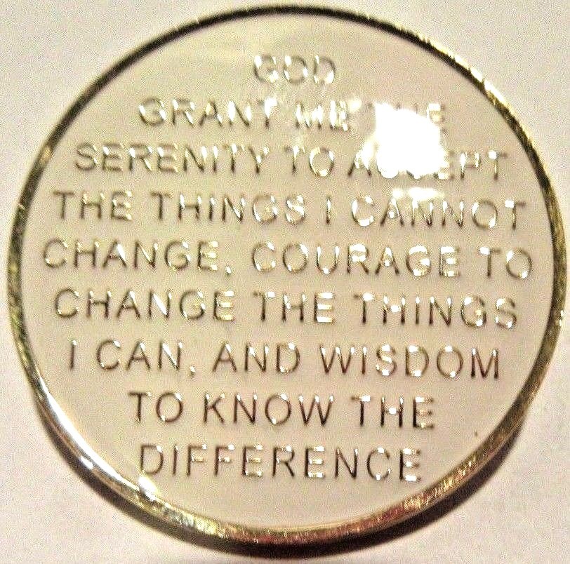 White SPARKLE Alcoholics Anonymous 37 Year AA Medallion Gold Coin Token