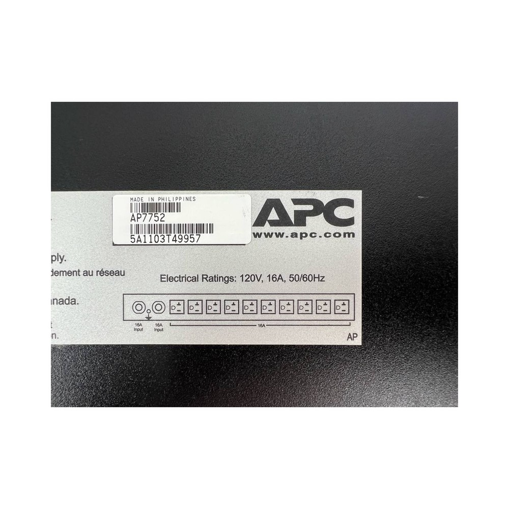 APC AP7752 Automatic Transfer Switch Rackmountable - 120V 16A 50/60Hz