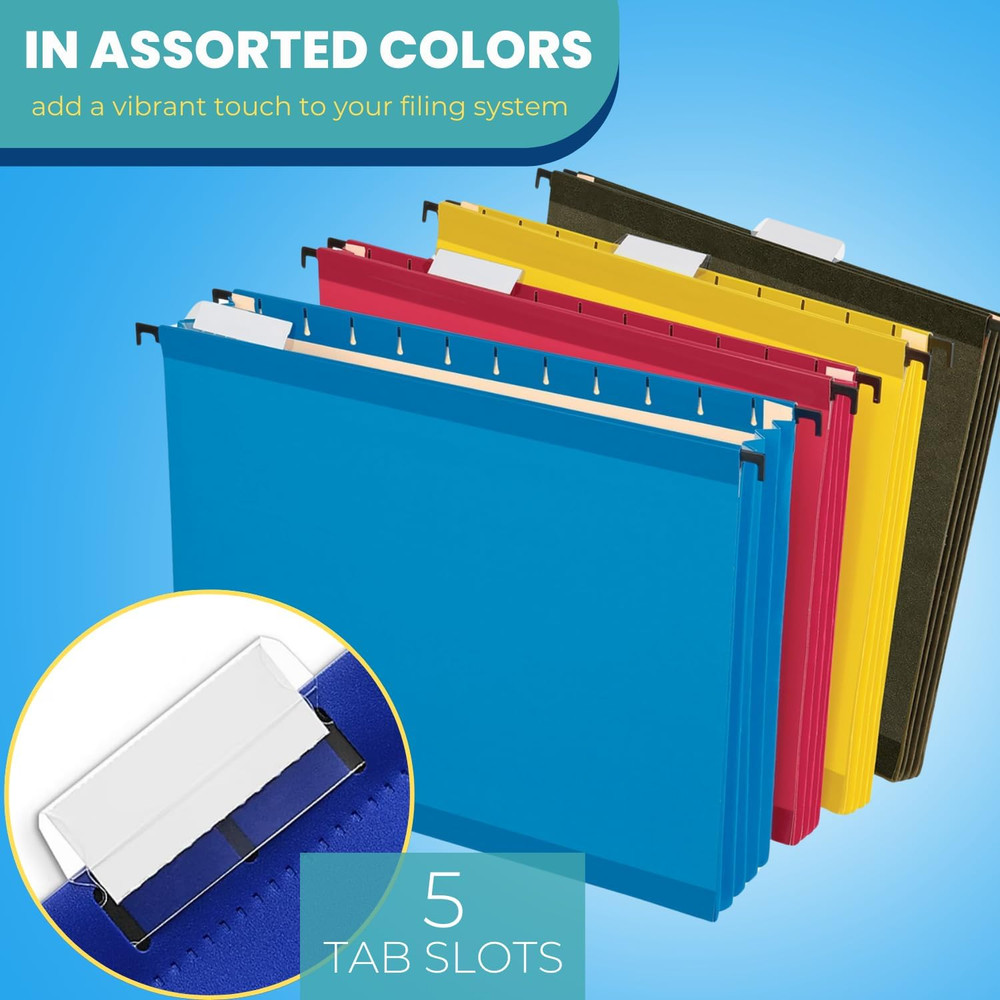 Poly Expanding Hanging File Folders, Letter Size, Assorted,10/Pack