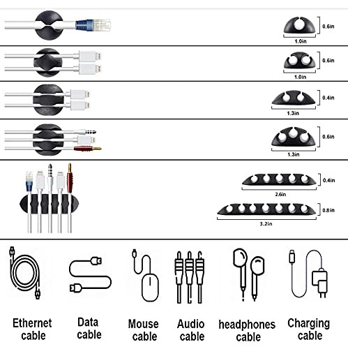 Cord Management Organizer Kit 4 Cable Sleeve split with 41Self Adhesive Cable Cl