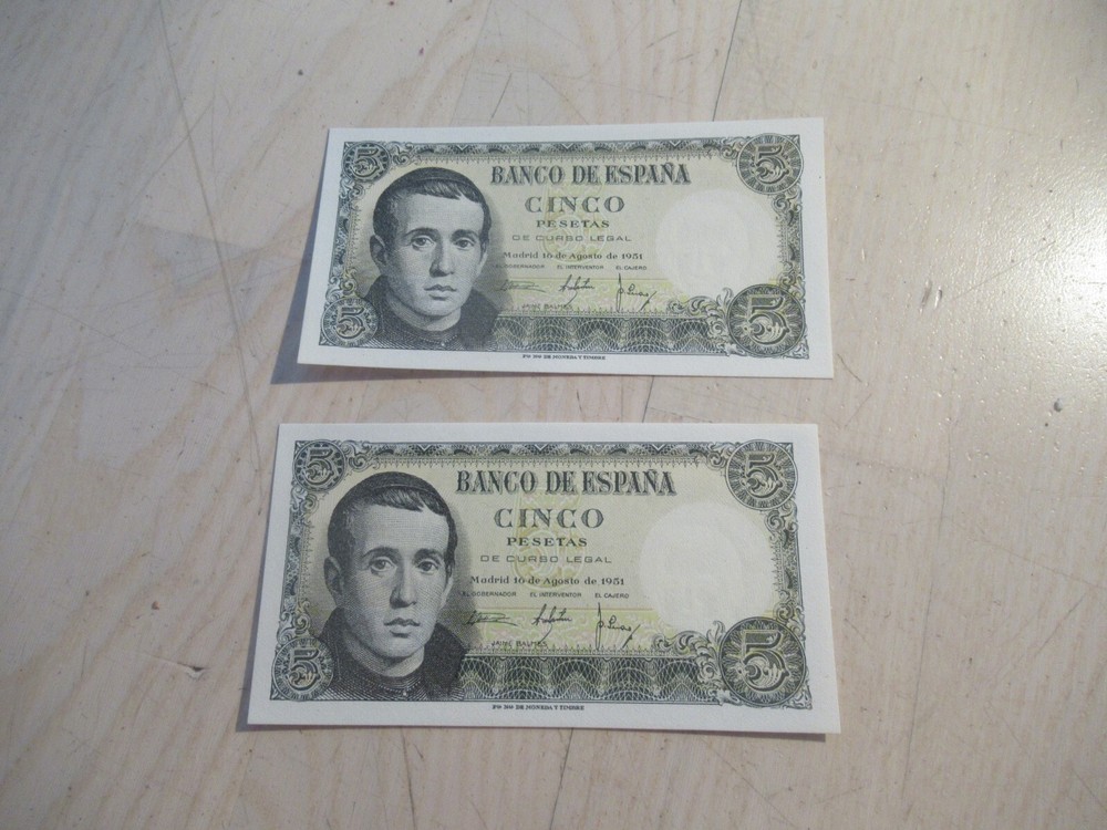 2 x 5 Pesetas 1951 Spain