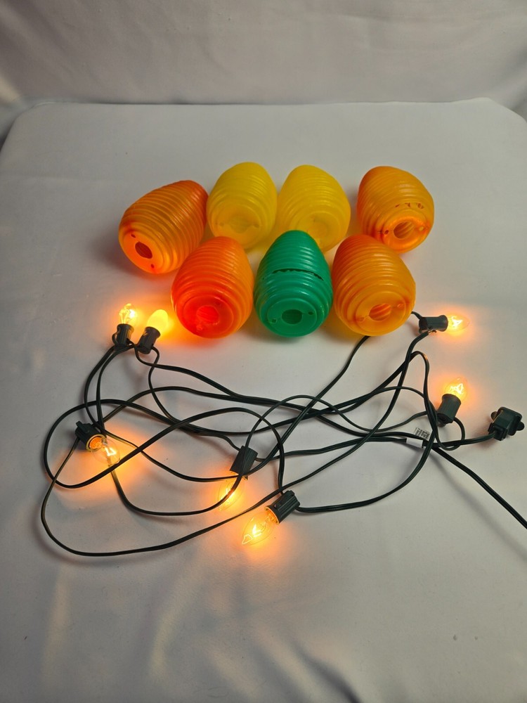 Vintage Beehive Shaped Blow Mold Patio String Light Set, 7 Light String