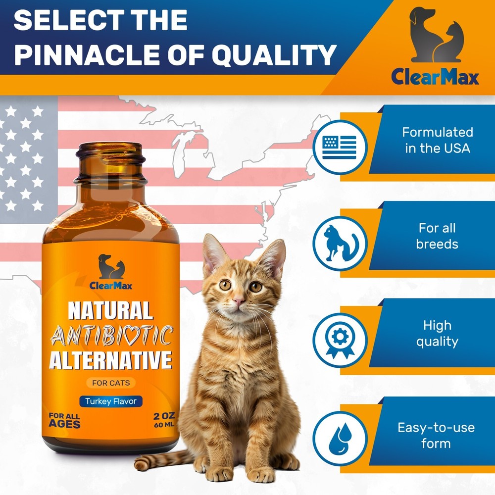 Cat Allergy & Infection Support | Natural Antibiotic Liquid | 2 oz