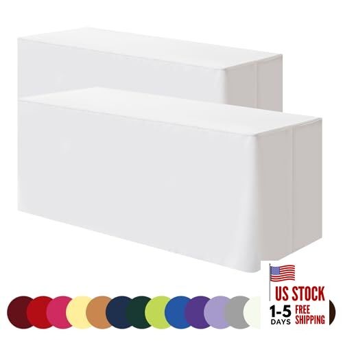 Tablecloth 6FT2P Tablecloth Fitted Table Covers for 6 Foot 6ft | 2pack White
