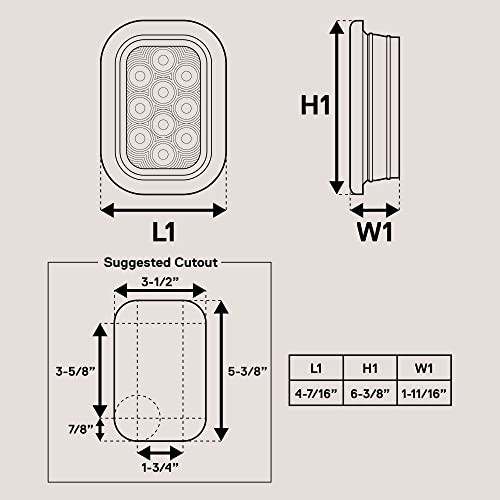 TRUE MODS 2pc 5x3 3x5 Inch Rectangle LED Trailer Tail Light Kit 2 Pack White