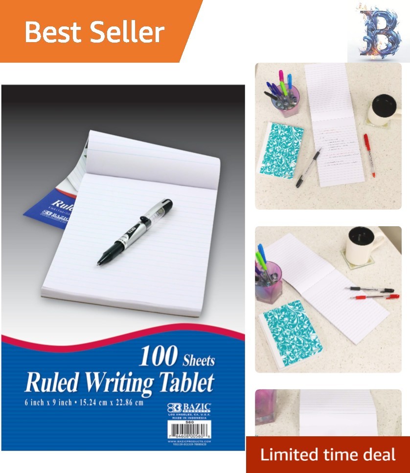 High-Quality 6" x 9" Writing Pad with 100 Sheets - Ideal for Organized Notes