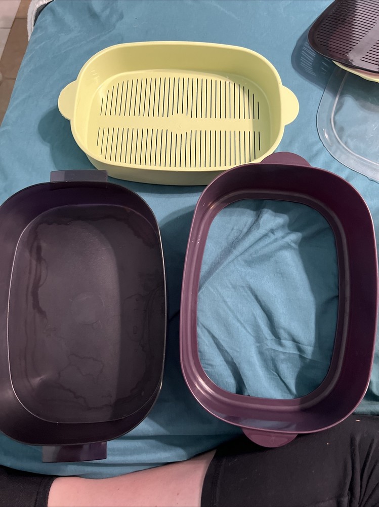 Tupperware Microwave Steamer Cooker Stackable Oval- 6pcs- Used