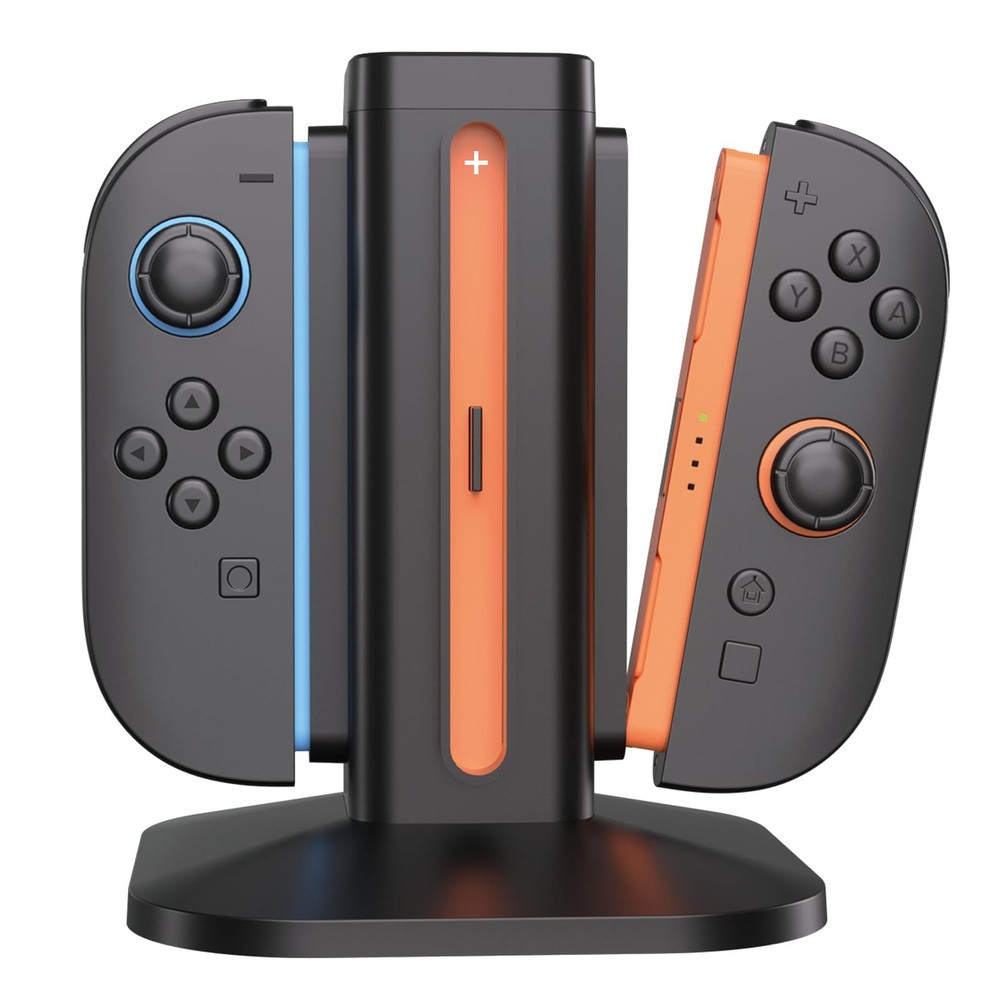 afbptek Switch 2 Joy Con Charging Station, LED Indicator, 4 Joycon Black
