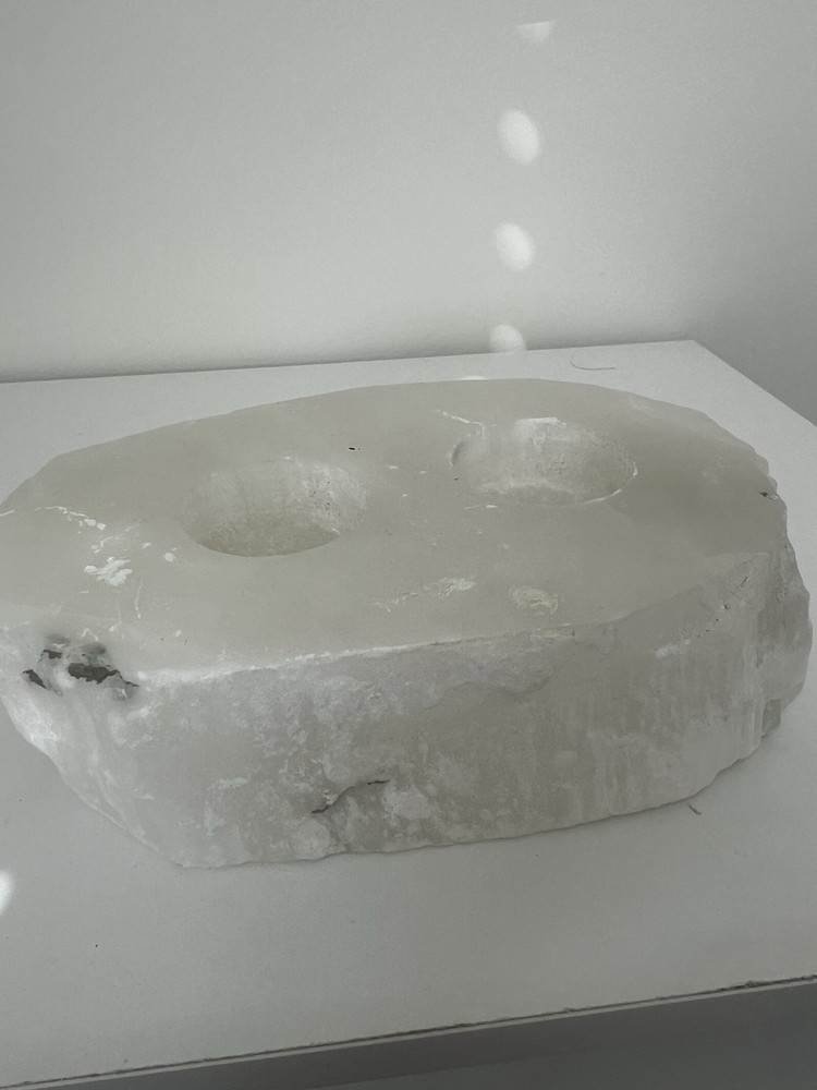 Selenite Crystal Double Tea light Candle Holder