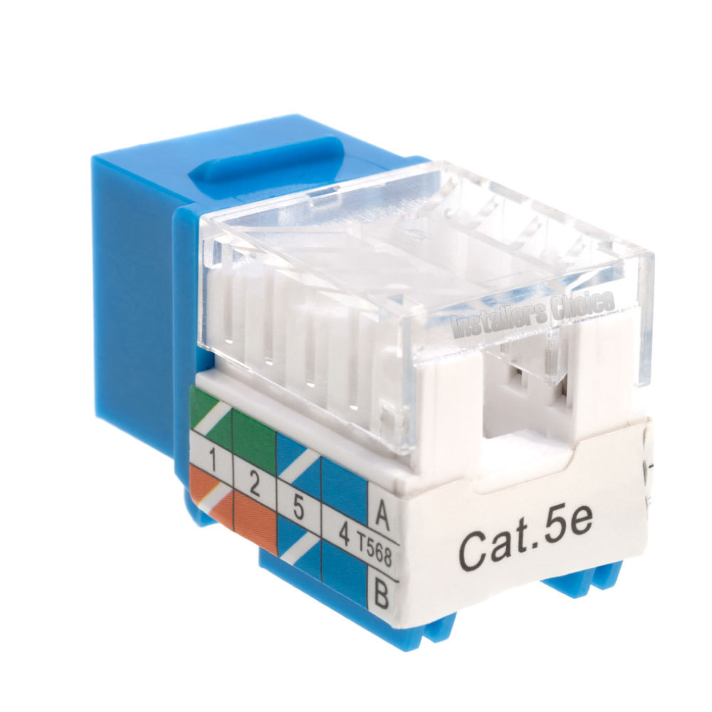 40 Pack Cat5e 45° Angled Keystone Jack 110 Punchdown 8P8C Blue Network Ethernet