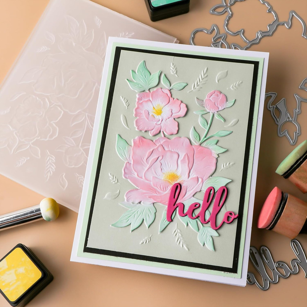 3D Embossing Folder for Card Making,Flower Clear Plastic Texture Fades Embossing