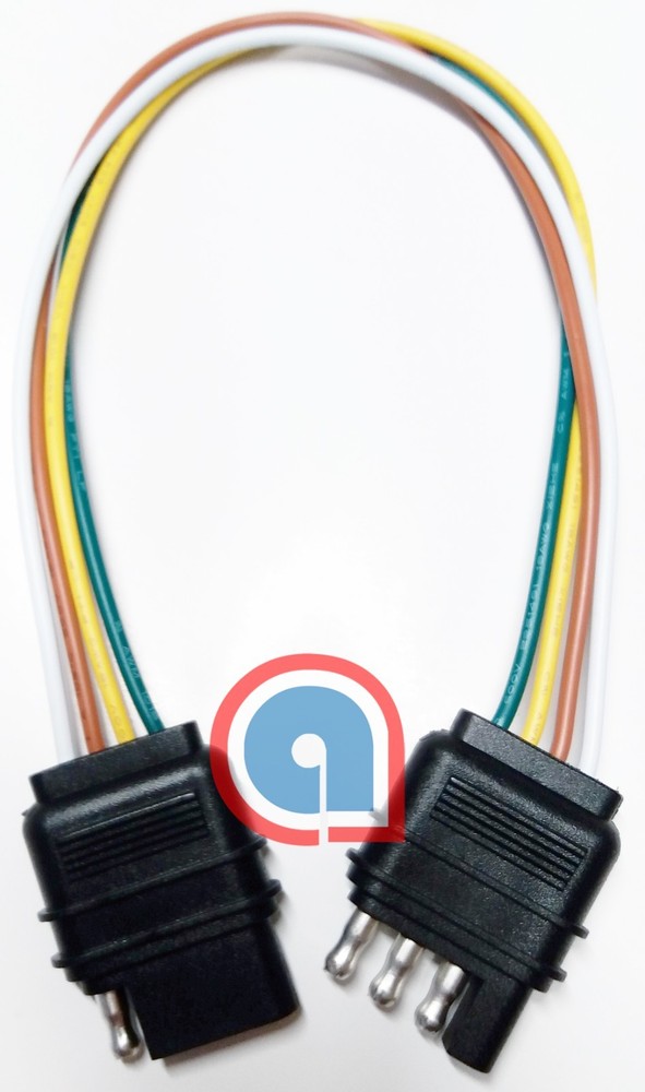 4-Way, Flat extension cord 4 Pin 1' / 12" Trailer Light Harness for Car Boat RV