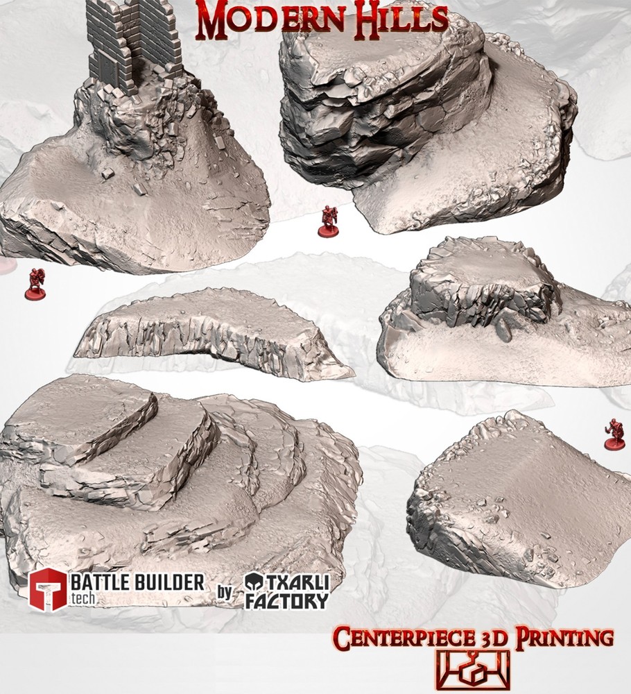 Modern Hills -3d printed Tabletop Terrain Scenery for Grim Future wargaming