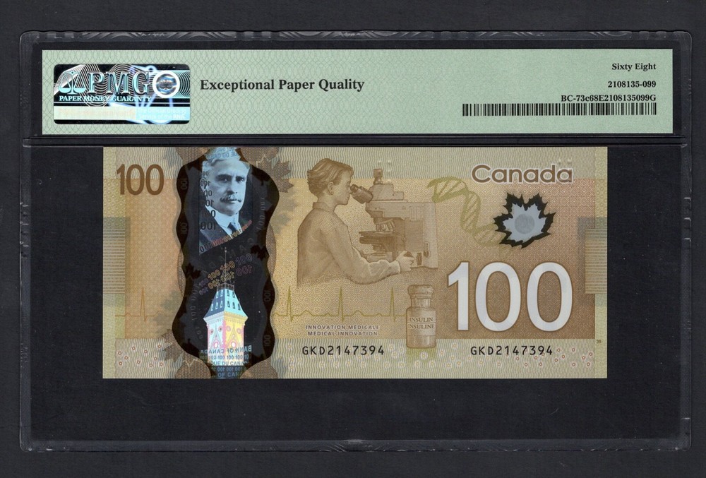 Canada 100 Dollars 2011 BC-73c Uncirculated Grade 68