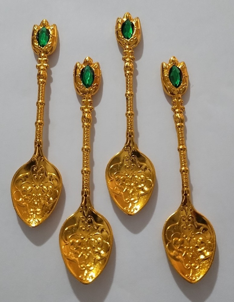 Vintage Arabic Gold Toned Dessert Spoons