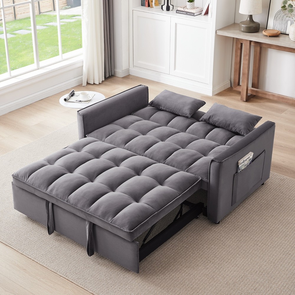 3 in 1 Convertible Sleeper Sofa Pull Out Bed Loveseat Couch Adjustable Backrest