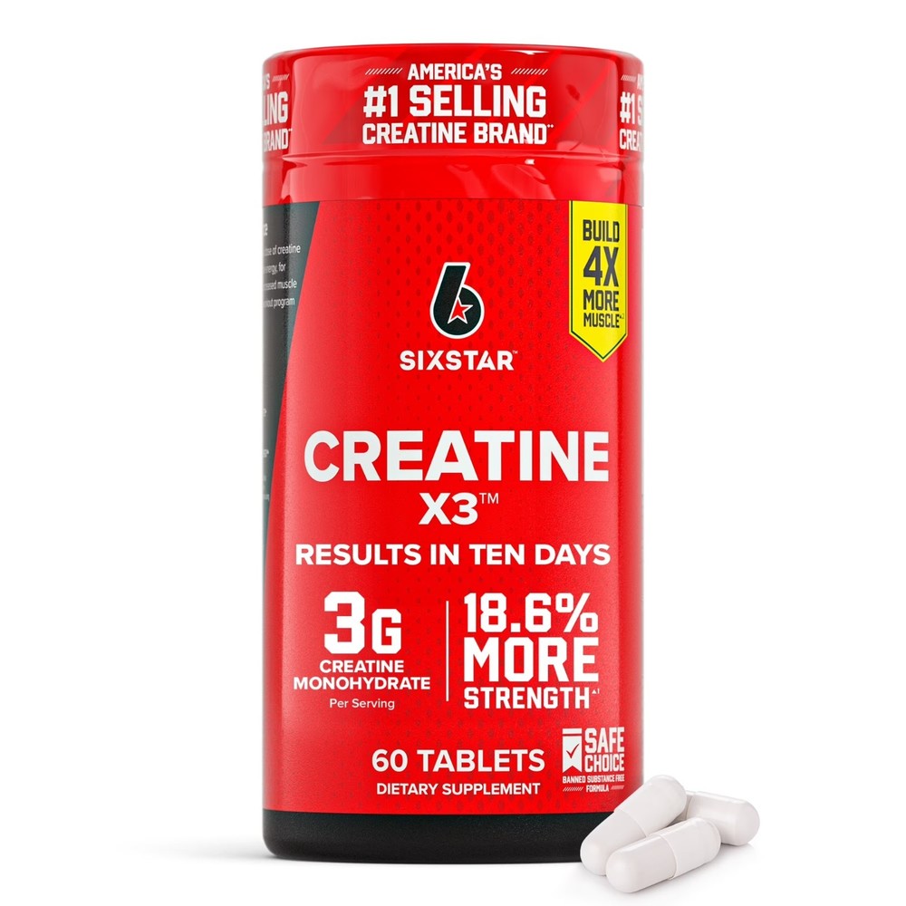 Six Star Pro Nutrition Creatine Caplets, 60 Count.