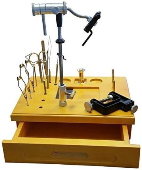 Wooden Fly Tying Station with Tools