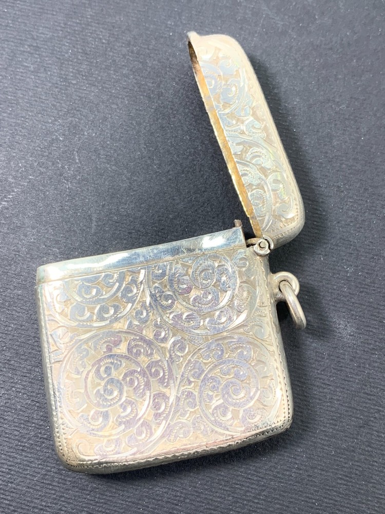 Edwardian Birmingham 1906, maker Albert Jackson silver engraved vesta case