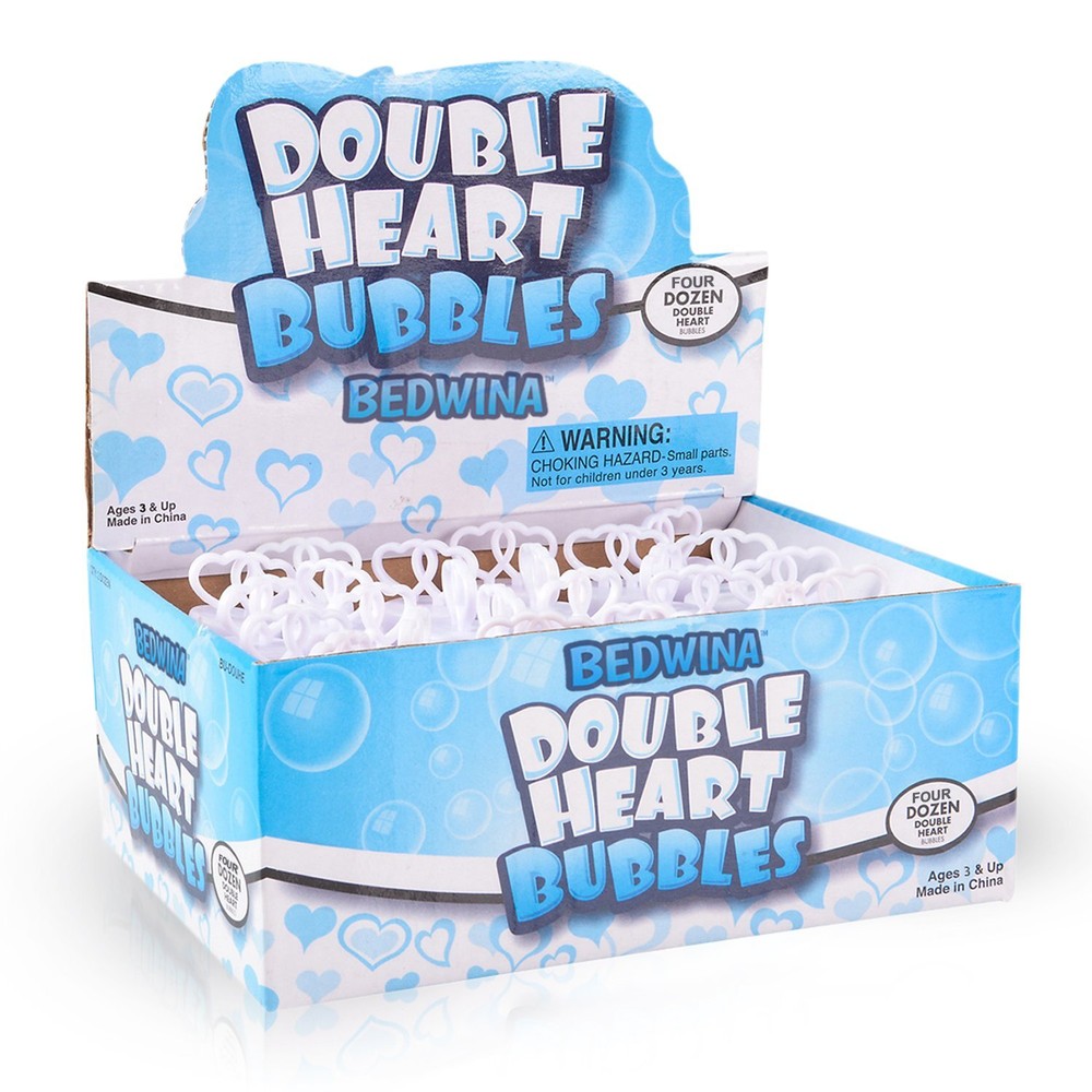 Wedding Bubbles with Wands - 48 Count Bulk Mini Double Heart Top Bubbles for ...