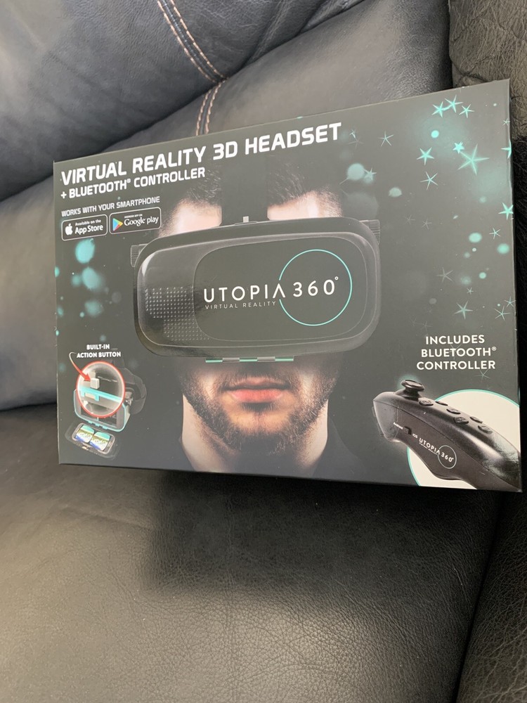 Utopia 360 Virtual Reality 3D Headset & Bluetooth! Brand New! Sealed! Free Ship