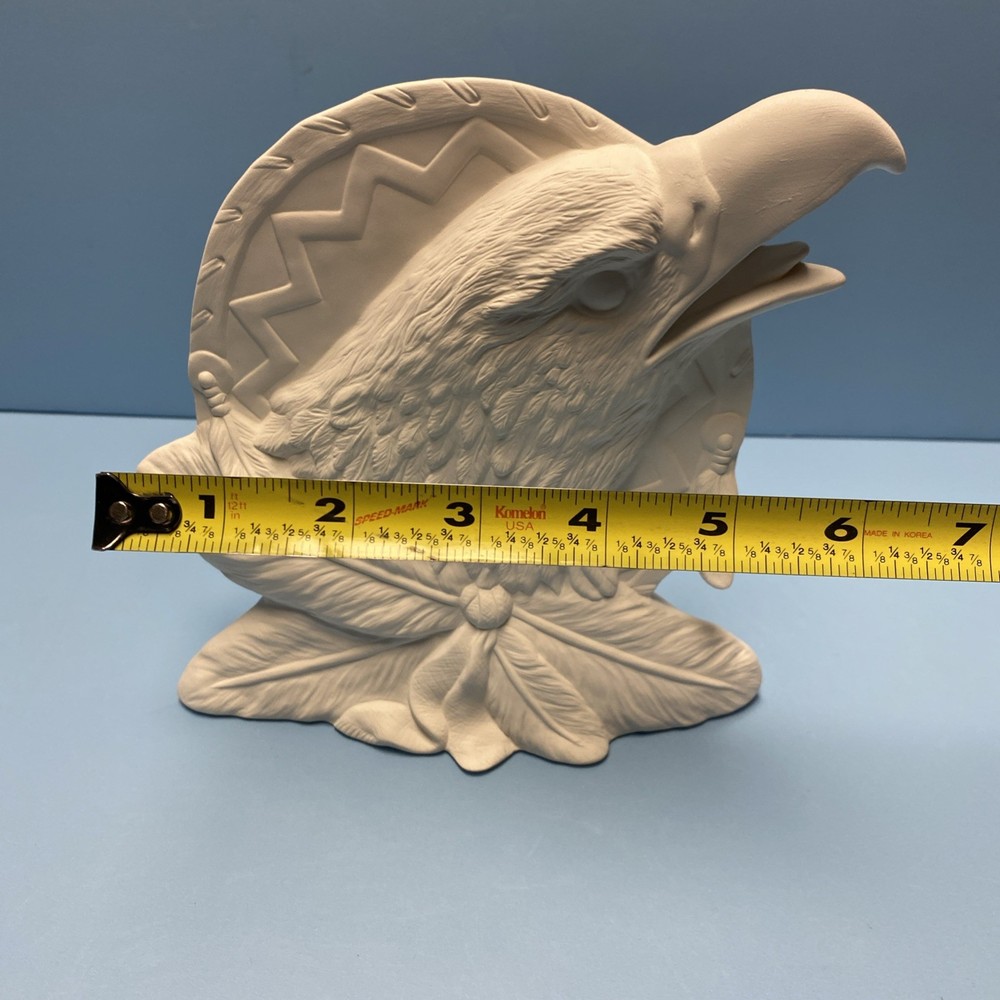 Ceramic Bisque Eagle Shield With Feathers Ready To Paint.Would Make Great Gift