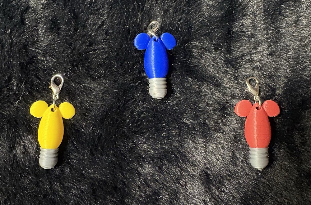 Blue Mickey Christmas Bulb Zipper Pull