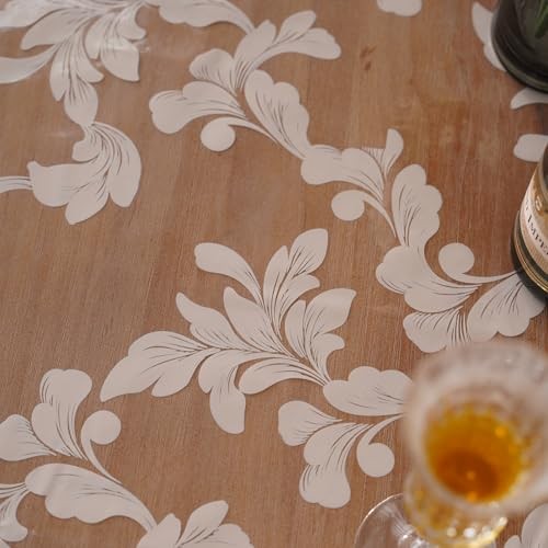 Vinyl Table Cloth Rectangle Clear Table 70" x 52" (Rectangular) Scroll Grass