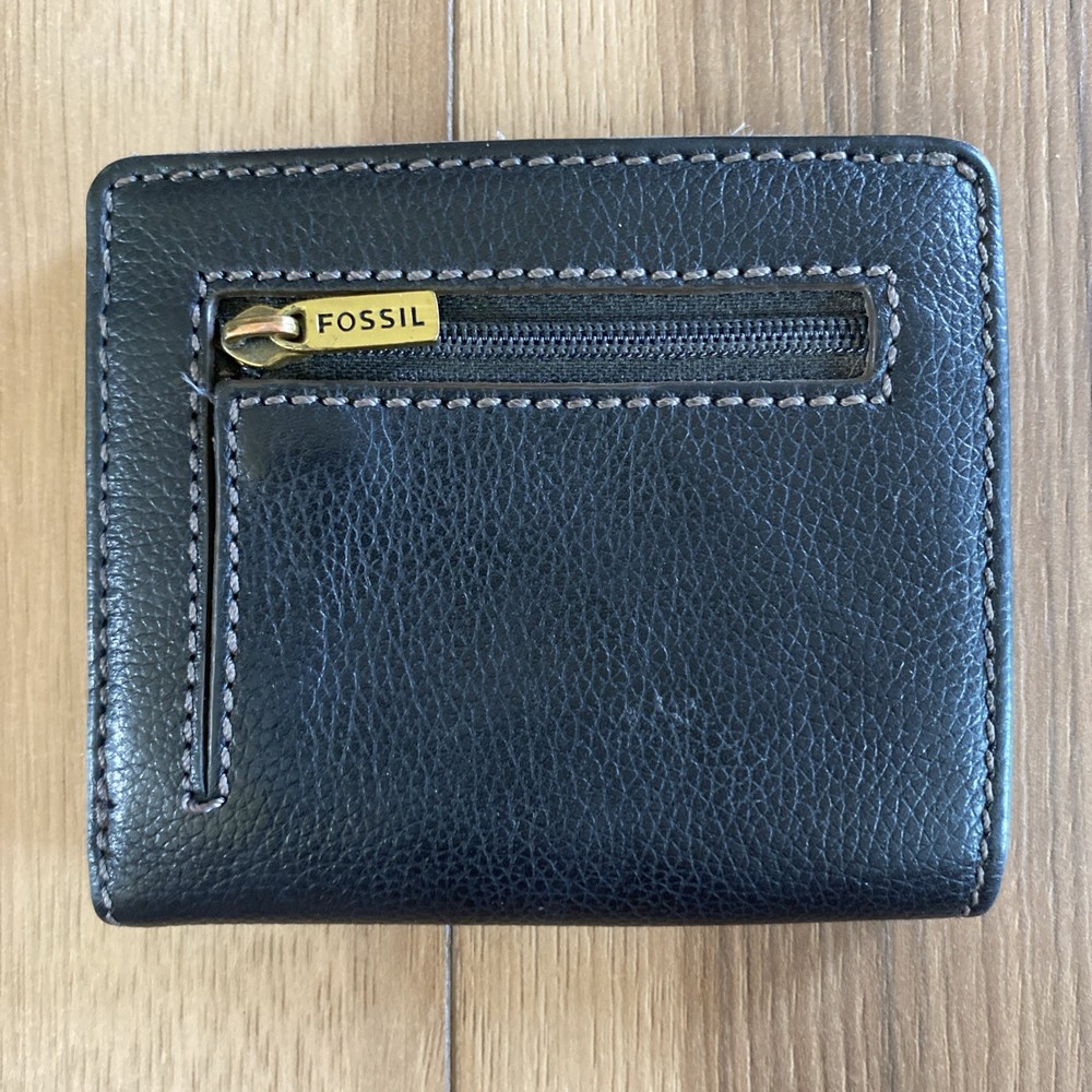 Fossil Black Gray Bifold Wallet Small