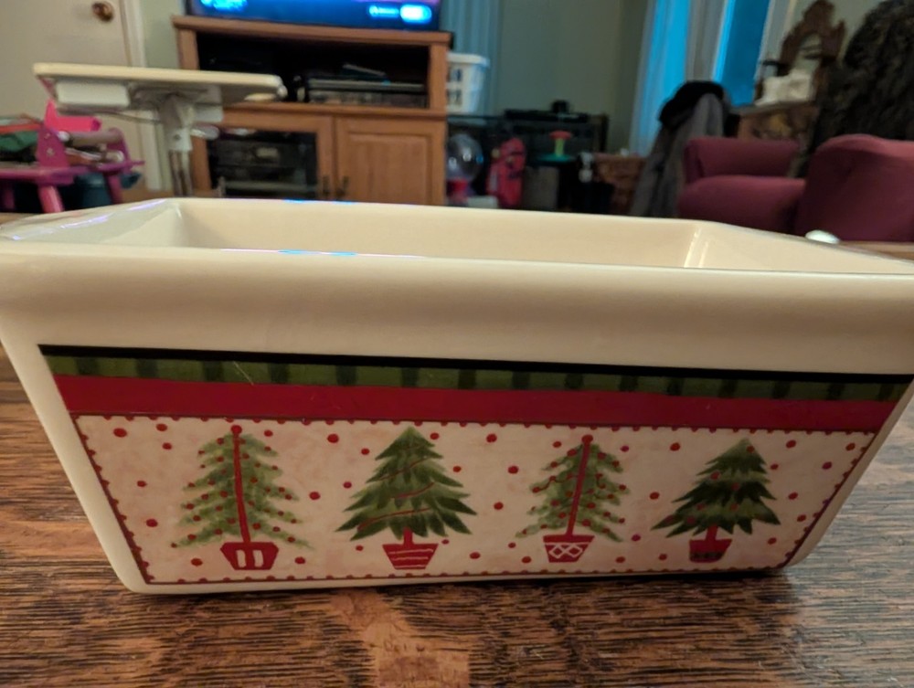 Two Miniature Ceramic Loaf Pans Christmas