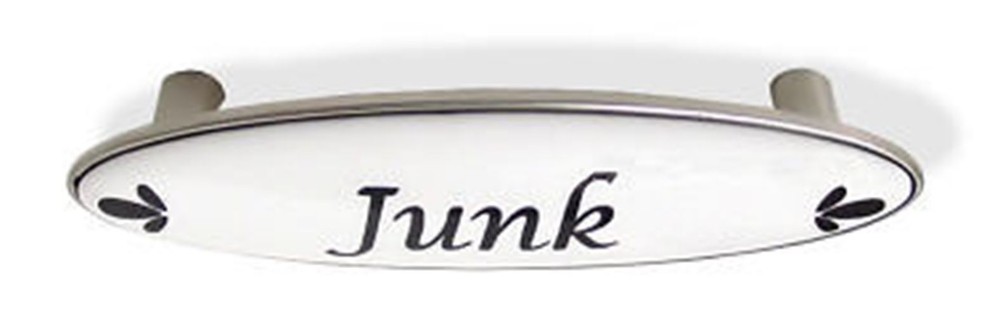 3" Junk Drawer Pull Satin Nickel and White Ceramic